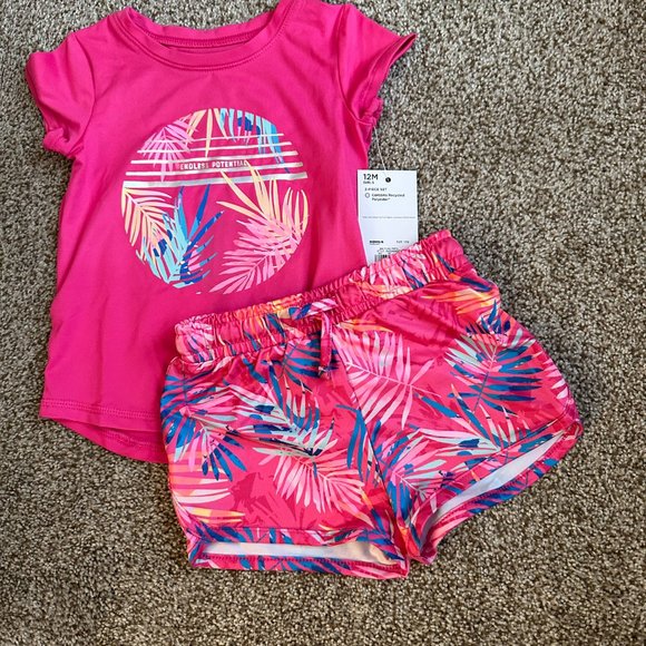 TODDLER GIRL JUMPING BEAN 2 PIECE SHORT SET SIZE 12M #K49 - Picture 2 of 2